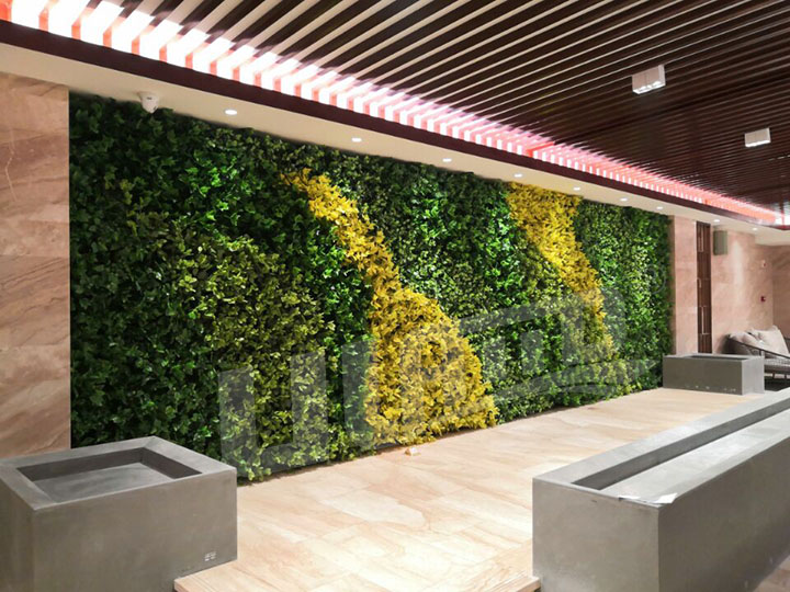 室內游泳池墻面仿真植物墻裝飾后效果圖